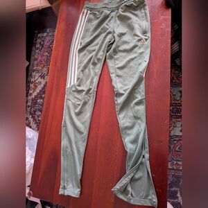 Adidas Men's Olive Green Track Pants with Signature Stripes